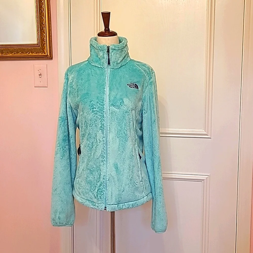 THE NORTH FACE teal fuzzy jacket